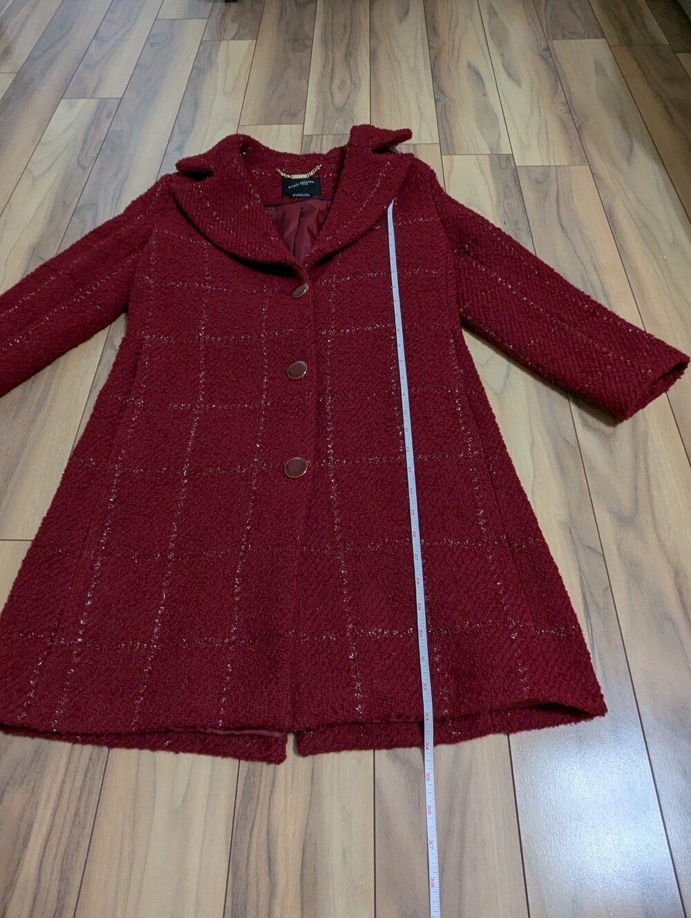EUC!  Kate Spade New York Wool Pea Coat In Dark Red Size XS - Picture 6 of 16